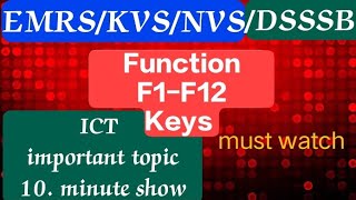 Function keys lCT important topic for EMRS KVS NVS DSSSB UGC NET 2025 Most important #emrs #kvs