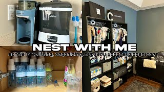 NEST WITH ME | nursery update, sterilizing bottles, diaper cart | 36 WEEKS PREGNANT