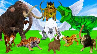 10 Mammoth Elephant Cow vs 10 Giant Tiger Vs African Elephants Fight Baby Cow Saved by Woolly Mammot