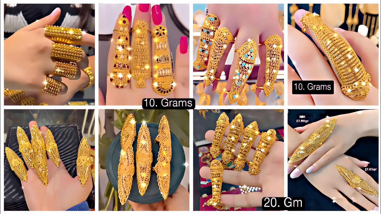 Buy Five Metal Gold Pattern Leaf Design Ring Impon Mothiram for Women