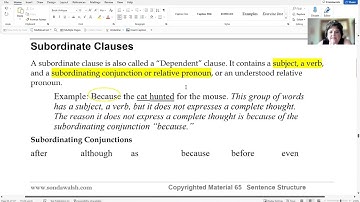 Subordinate Clause Instruction