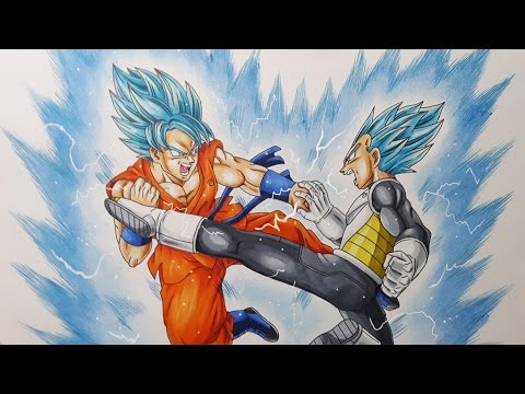 Drawing Goku VS Vegeta - Super Saiyan Blue ( Dragon Ball Super ) 