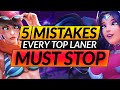 5 TOP Lane MISTAKES EVERYONE Makes - Here's How to RANK UP - LoL Pro Tips and Tricks Guide