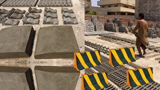 Amazing Creative Construction Worker Making Block Concrete For Roadside