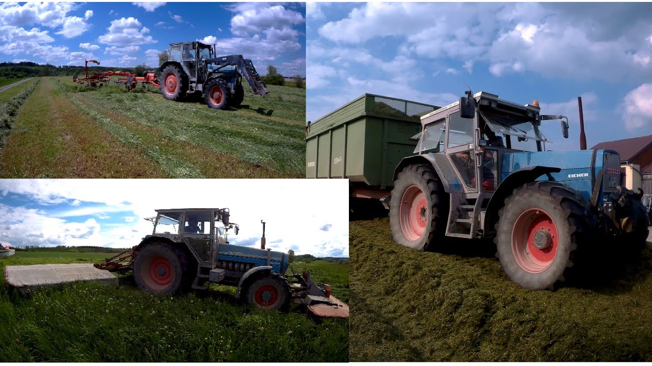 Mähen, Schwadern und Häckseln mit Eicher, Deutz und NewHolland POWER 2017