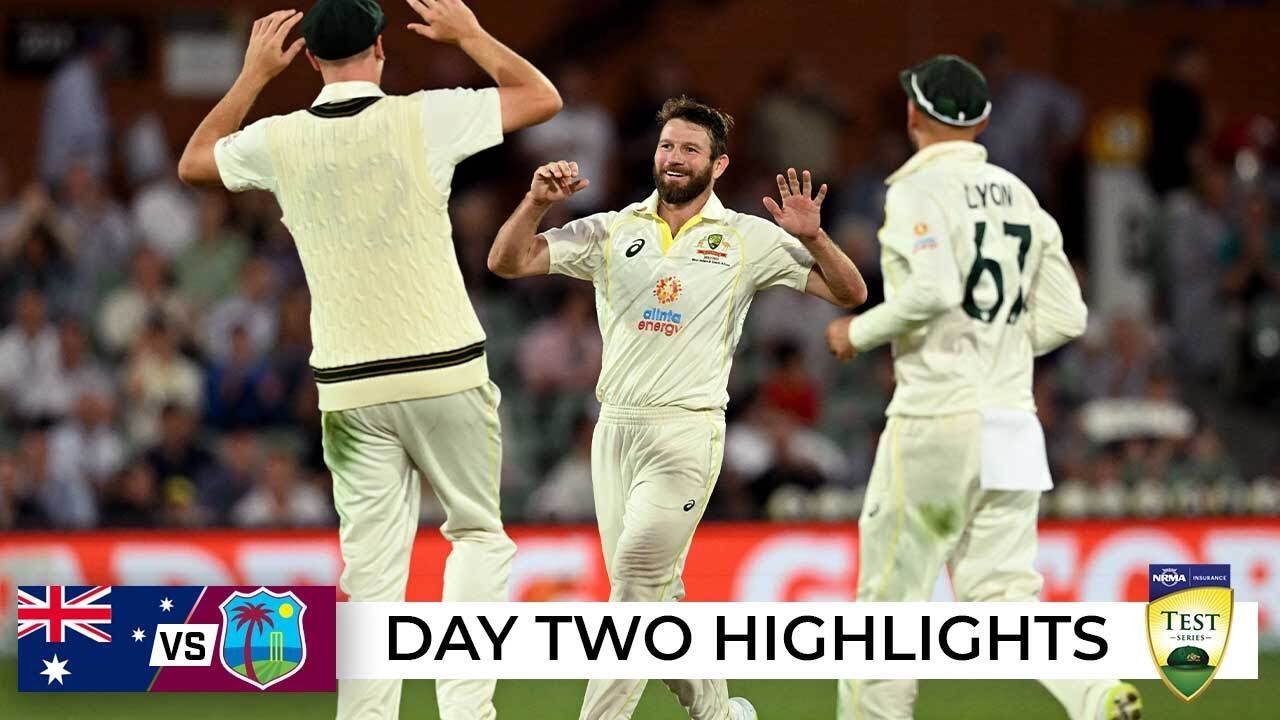 ⁣Aussie bowlers make inroads under lights after posting 500 | Australia v West Indies 2022-23