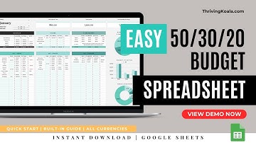 50 30 20 BUDGET PLANNER Google Sheets || Monthly Budget Template