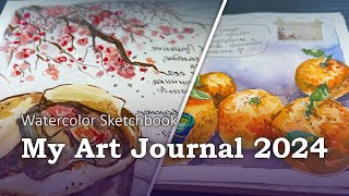 ✨ My Art Journal 2024✨Watercolor Sketchbook | Full Process with sketching tips Process