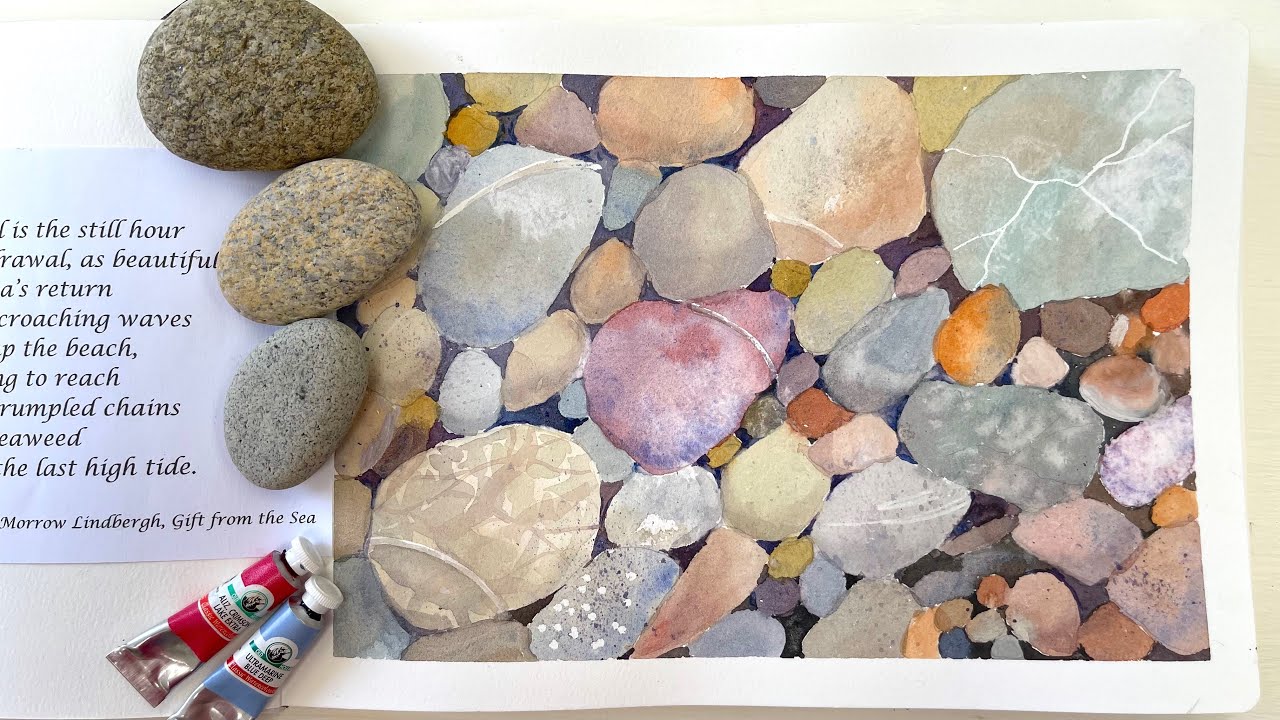 how-to-paint-watercolor-pebbles-on-a-beach-a-gift-from-the-sea-youtube