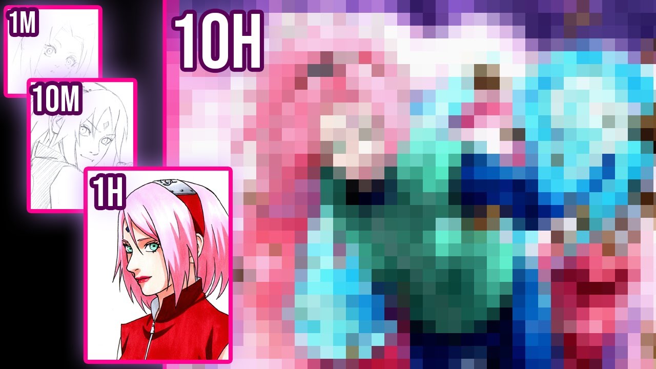 Drawing CHALLENGE |1M, 10M, 1H, 10H| SAKURA HARUNO [Naruto]