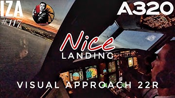 A320 NCE 🇫🇷 Nice | LANDING 22R Visual Approach | 4K Cockpit View | ATC & Crew Comm