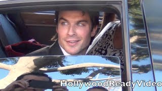 Nina Dobrev and Ian Somerhalder Arrive to Elton John's Oscar Viewing Party 2013