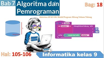 volume tabung blockly informatika kelas 9 bab 7 Algoritma dan pemrograman,   bag 18 hal 105 106