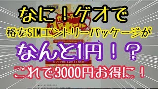 なに！ゲオで格安SIMのエントリーパッケージがなんと１円！これで事務手数料が3000円お得に！その他中古iPhoneやゲームも安いぞ！