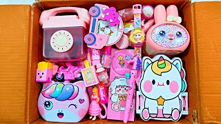 Unboxing Pink Stationery Collection, Pencil Box, Magic Eraser, Coin Bank, Lunch Box, Pen, Sharpener