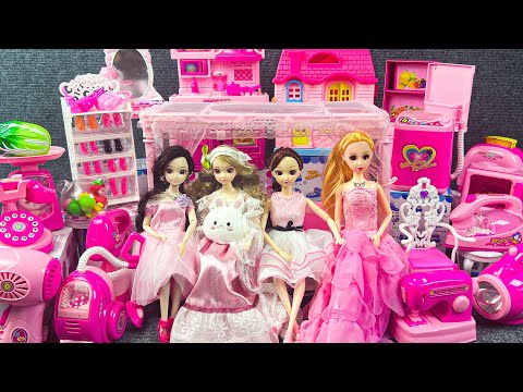 12 Minutes Satisfying Unboxing Pink Barbie Bed & House Collection Toys Review | ASMR