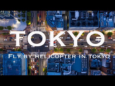 Ginza aerial move. Fly by helicopter in Tokyo. Michael Hitoshi