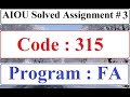 AIOU Code 315 Solved Assignment No 3 Spring 2024 | Baloch Academy
