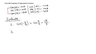 Even Odd Trigonometric Functions