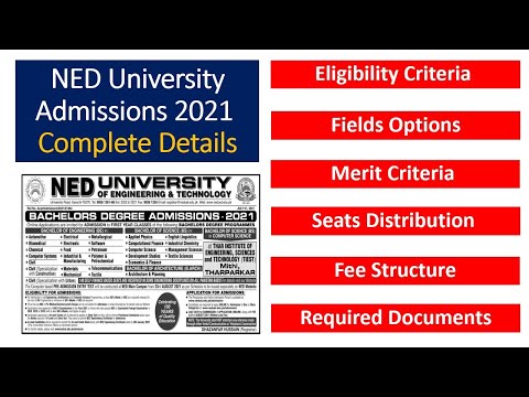 NED University Admissions - Complete Details