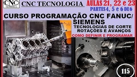 115 aulas 21 22 e 23 CURSO PROGRAMAÇÃO CNC FANUC/ SIEMENS  PARTE4 5 e 6. ROTAÇÃO E AVANÇO