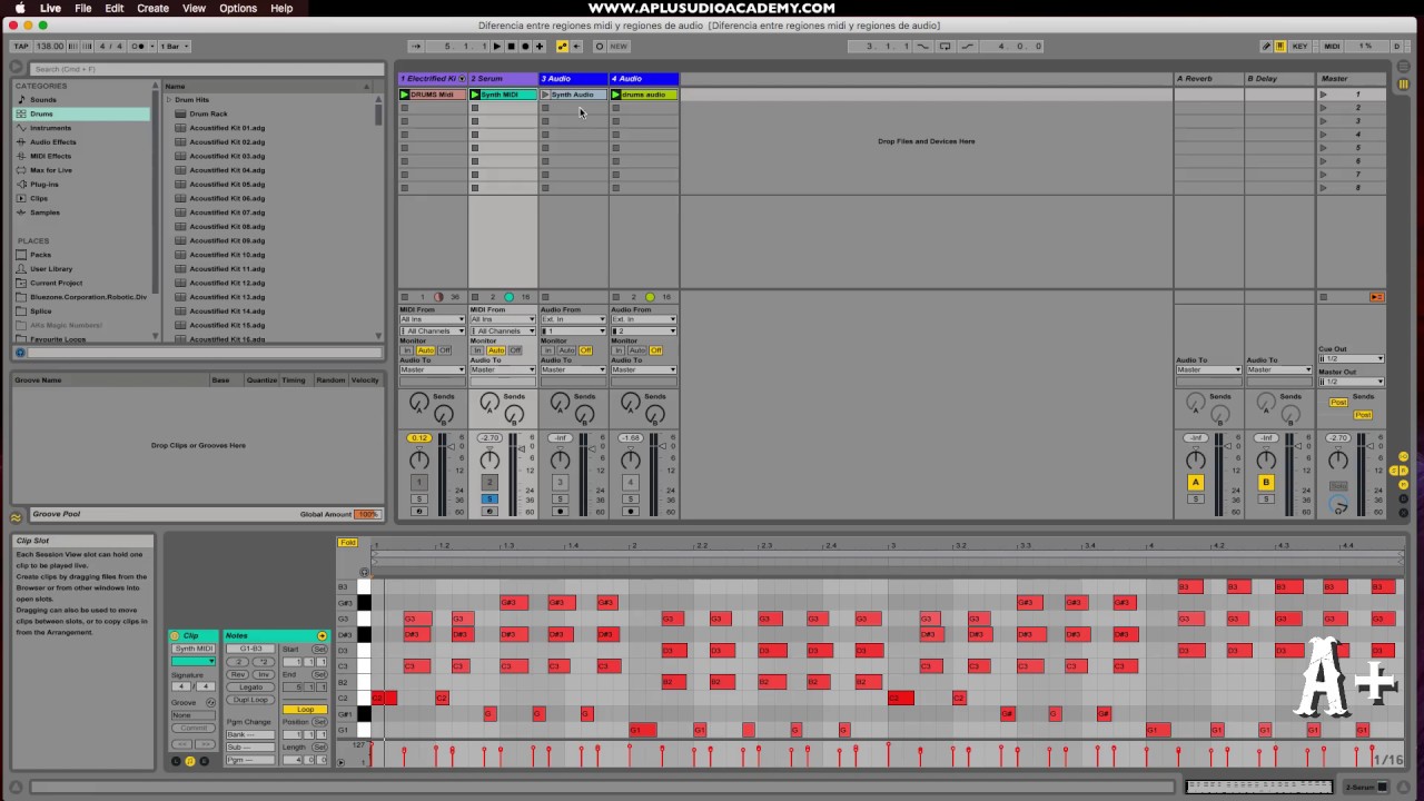 Diferencia entre Clips Midi y Clips de Audio en Ableton Live - YouTube