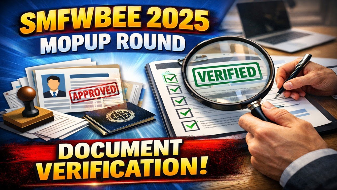 SMFWBEE 2025 MOPUP ROUND COUNSELLING DOCUMENT VERIFICATION