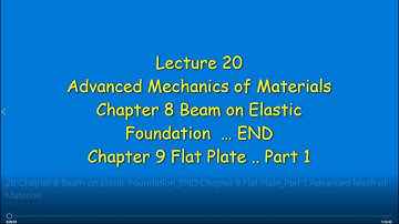20 Chapter 8 Beam on Elastic Foundation END Chapter 9 Flat Plate Part 1 Advanced Mech of Materials