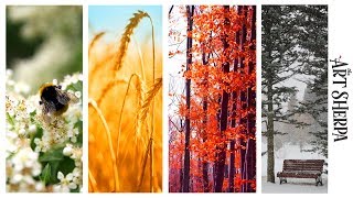 Easy Painting in acrylic 4 Seasons Multi canvas tutorial Easy Painting in acrylic 4 Seasons Multi canvas tutorial