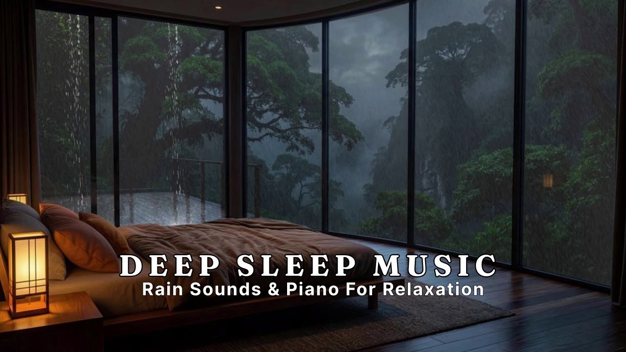 Relaxing Sleep Music for Insomnia - Warm Bedroom on Rainy Day for Stress Relief, Anxiety, Meditation