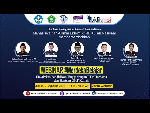 Webinar #MerdekaBelajar: Efektivitas Pendidikan Tinggi dengan PTM Terbatas dan Bantuan UKT