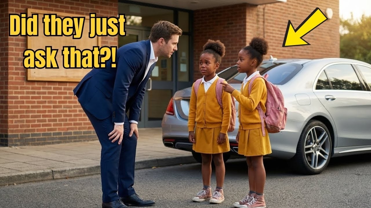 At School, Black Twins Ask a Young Millionaire to Be Their Dad — The Crowd Freezes.