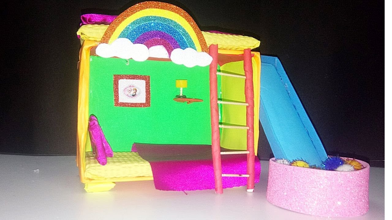 How to make Doll bunk bed with cardboard | miniature Bunk Bed | DIY ...