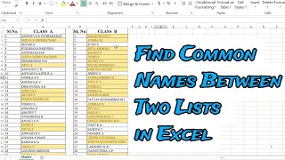 Find Common Names Between Two Lists In Excel
