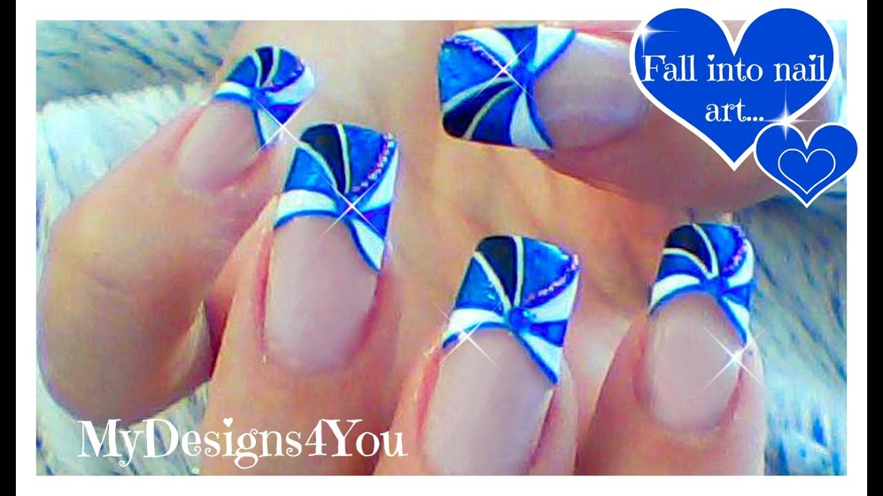 Blue Tip Nail Art with Glitter - wide 4