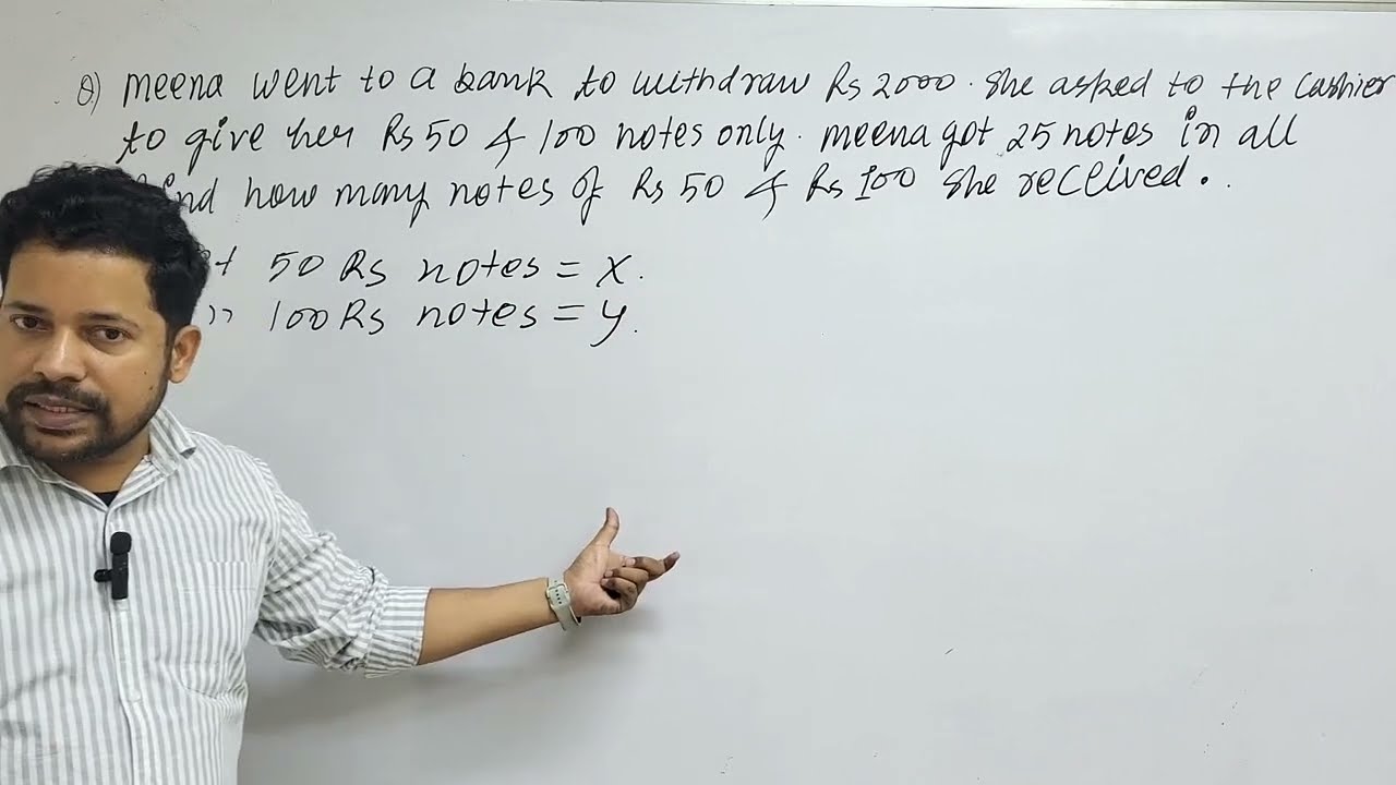 meena went to a bank to withdraw rs 2000 she asked the cashier to give her Rs50 and Rs100 notes only
