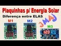 Plaquinha controladora sistema solar, principais diferenças entre os modelos M1, M2 e M3