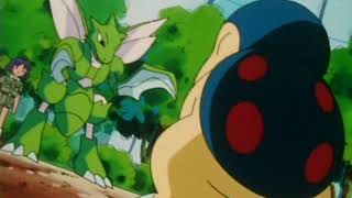 Pokemon Johto Journeys - Gym battle - Bugsy\/Scyther vs Ash\/pikachu\/cyndaquil