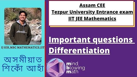 Important questions for Assam CEE/TUEE/JEE Mains| Mathematics|differentiation| Lecture 2