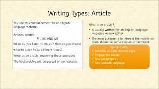 Cambridge First B2: How to write an article