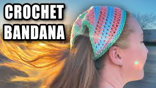 How to Crochet A Triangle Bandana Headband  Beginner Friendly Tutorial