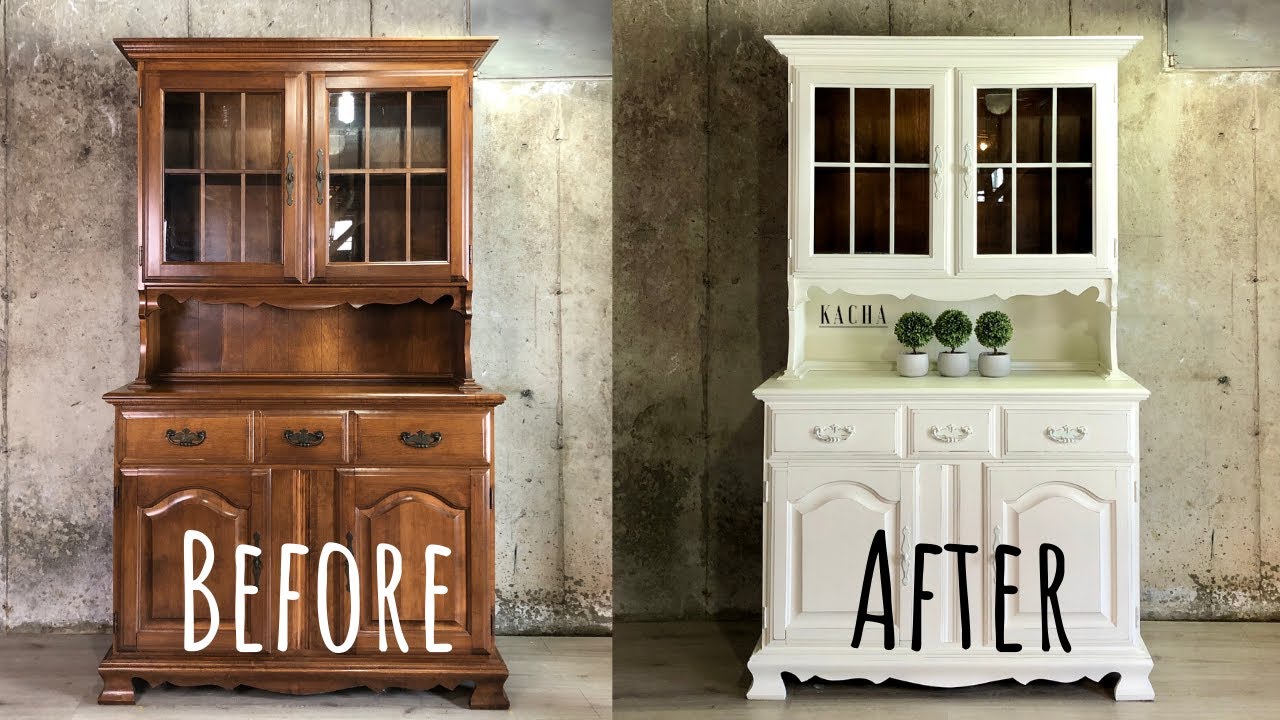 Low Budget Chalk Paint Makeover / The Waverly White Hutch 