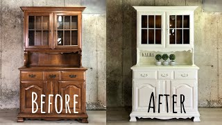 Low Budget Chalk Paint Makeover / The Waverly White Hutch