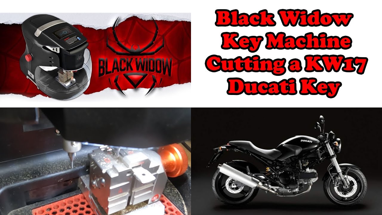 (647) Black Widow Key Machine Cutting a KW17 Ducati Key