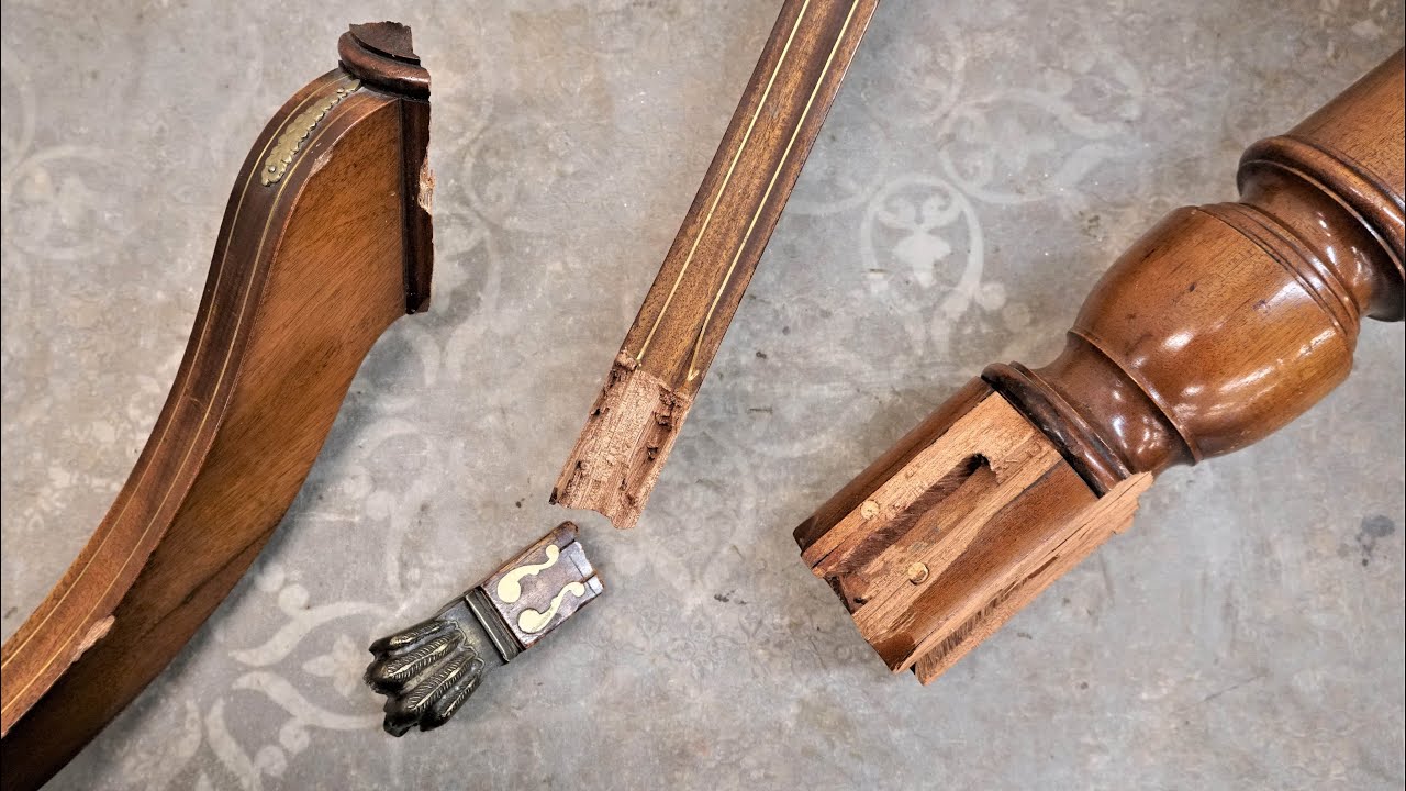 BADLY shattered TABLE LEG restoration
