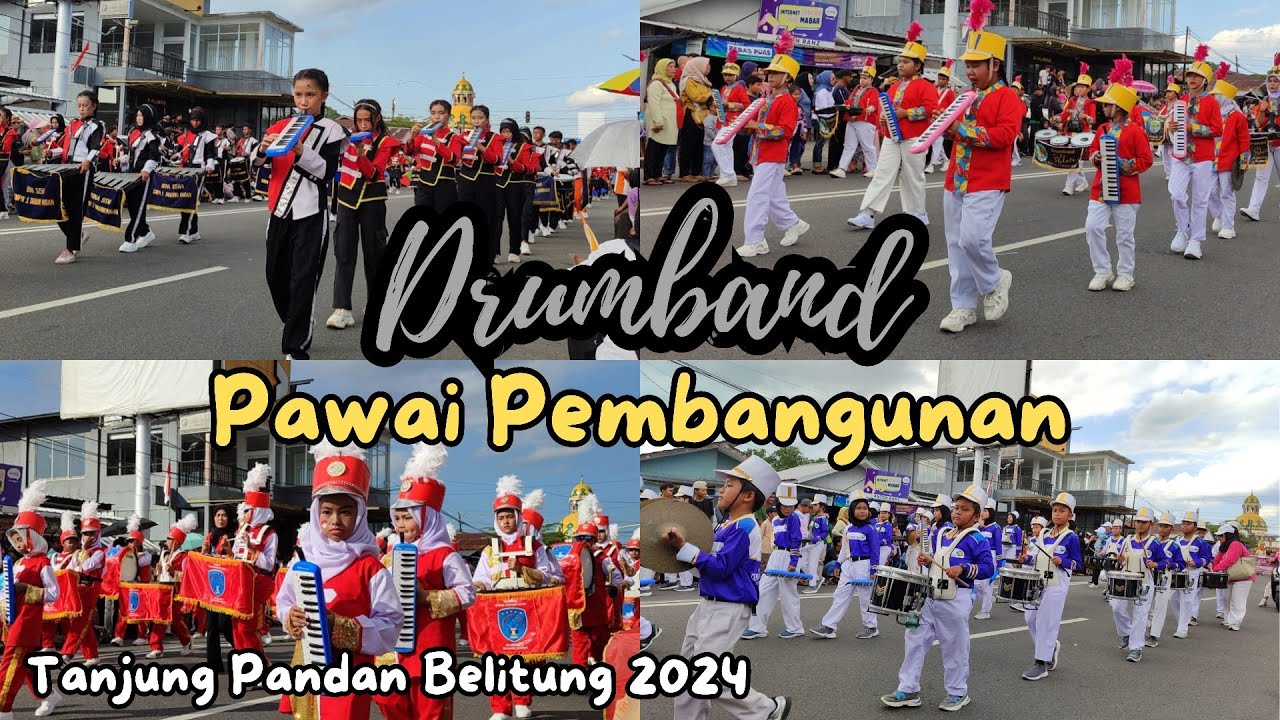 Drumband pengiring pawai pembangunan Tanjung Pandan Belitung 2024