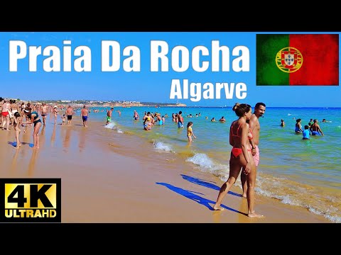 🏖Praia da Rocha Beach Walk 4K, Portimão, Algarve Portugal.