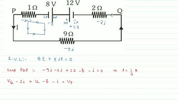 In the given circuit, calculate the potential difference between the points P and Q.