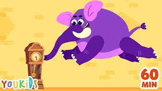 Hickory Dickory Dock 🕰️ Elephant Jumps on the Clock 🐘 Youkids Nursery Rhymes