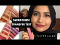 Maybelline SuperStay Matte Ink lipstick - SWATCHES & TRANSFER TEST | #Shorts